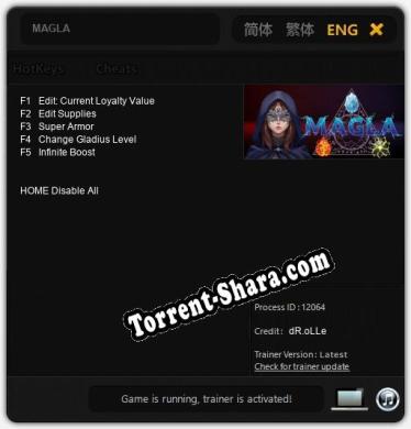 Трейнер для MAGLA [v1.0.5]