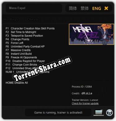 Mana Expel: ТРЕЙНЕР И ЧИТЫ (V1.0.23)
