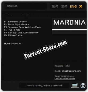 MARONIA: Трейнер +6 [v1.2]