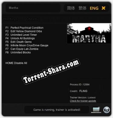 Martha: Читы, Трейнер +8 [FLiNG]