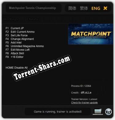 Matchpoint Tennis Championships: ТРЕЙНЕР И ЧИТЫ (V1.0.39)