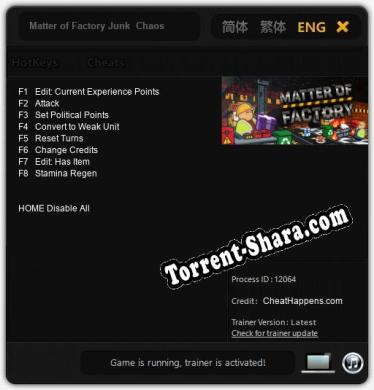 Трейнер для Matter of Factory Junk  Chaos [v1.0.7]