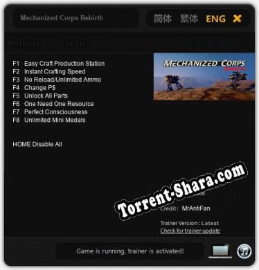 Mechanized Corps Rebirth: Трейнер +8 [v1.3]