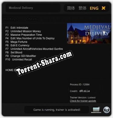 Трейнер для Medieval Delivery [v1.0.9]