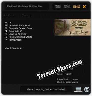 Трейнер для Medieval Machines Builder First Siege [v1.0.2]