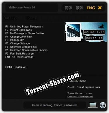 Melbourne Route 96: ТРЕЙНЕР И ЧИТЫ (V1.0.24)