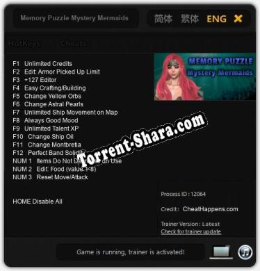 Memory Puzzle Mystery Mermaids: ТРЕЙНЕР И ЧИТЫ (V1.0.52)