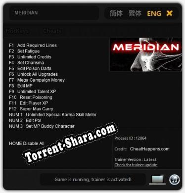 MERIDIAN: ТРЕЙНЕР И ЧИТЫ (V1.0.22)
