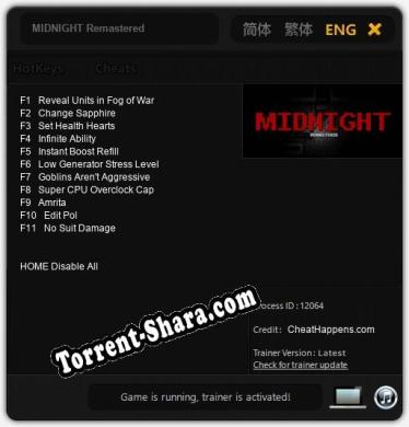 MIDNIGHT Remastered: Читы, Трейнер +11 [CheatHappens.com]