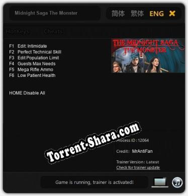 Трейнер для Midnight Saga The Monster [v1.0.9]