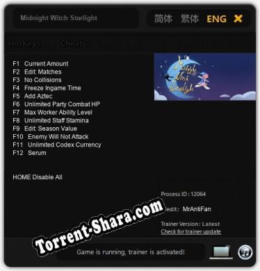 Midnight Witch Starlight: Трейнер +12 [v1.9]