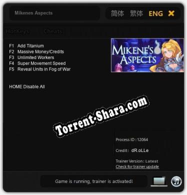Mikenes Aspects: Трейнер +5 [v1.4]