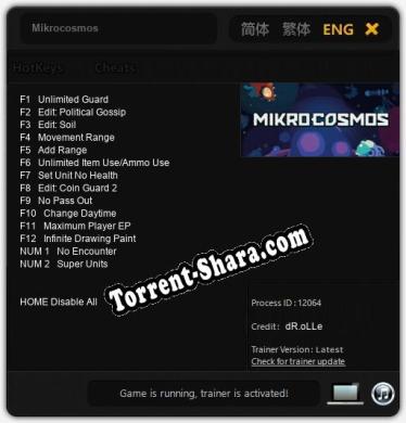 Mikrocosmos: ТРЕЙНЕР И ЧИТЫ (V1.0.73)