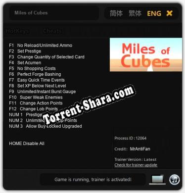 Miles of Cubes: ТРЕЙНЕР И ЧИТЫ (V1.0.72)