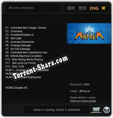 Miniature Mayhem: ТРЕЙНЕР И ЧИТЫ (V1.0.78)