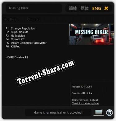 Трейнер для Missing Hiker [v1.0.8]