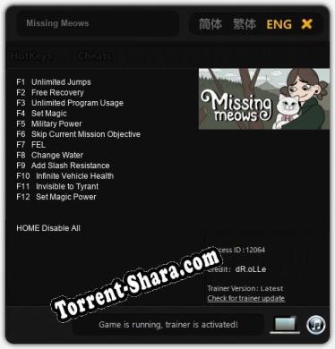 Missing Meows: Читы, Трейнер +12 [dR.oLLe]