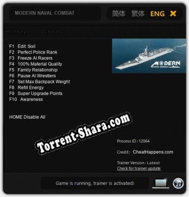 MODERN NAVAL COMBAT: Трейнер +10 [v1.4]