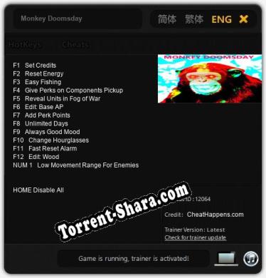 Monkey Doomsday: ТРЕЙНЕР И ЧИТЫ (V1.0.88)