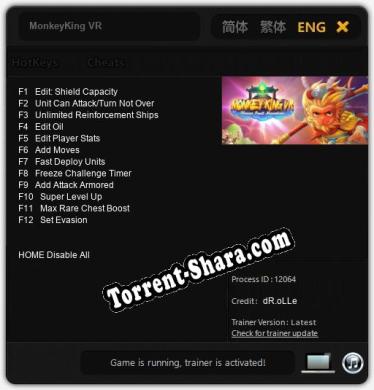 Трейнер для MonkeyKing VR [v1.0.3]