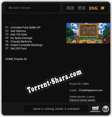Трейнер для Monster Harvest [v1.0.9]