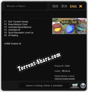 Monster of Nyum: ТРЕЙНЕР И ЧИТЫ (V1.0.1)
