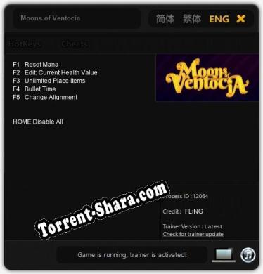 Трейнер для Moons of Ventocia [v1.0.3]