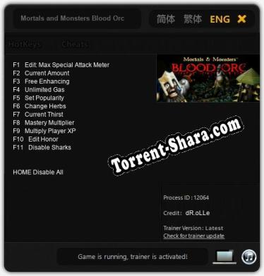 Mortals and Monsters Blood Orc: Трейнер +11 [v1.1]