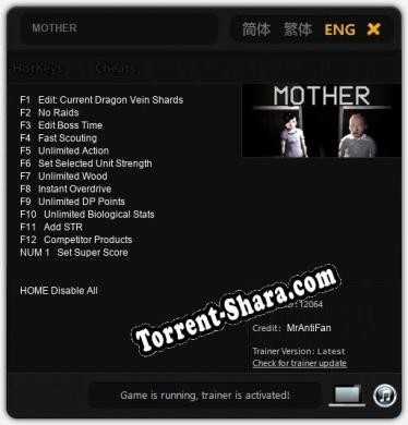 Трейнер для Mother [v1.0.7]
