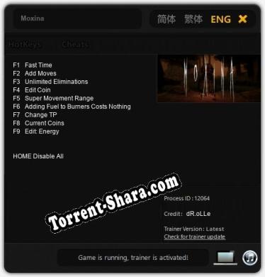 Трейнер для Moxina [v1.0.8]