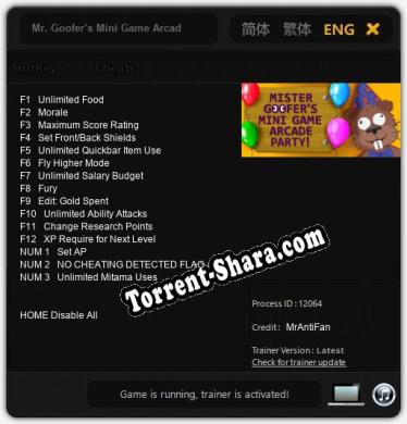 Трейнер для Mr. Goofer’s Mini Game Arcade Party [v1.0.4]