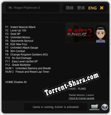 Трейнер для Mr. Hopps Playhouse 2 [v1.0.9]