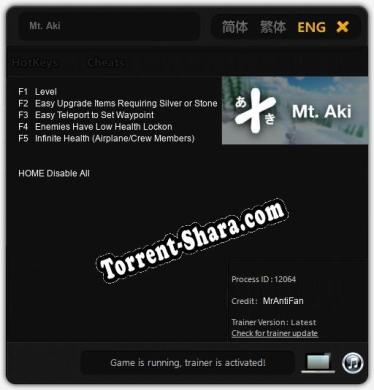 Трейнер для Mt. Aki [v1.0.9]