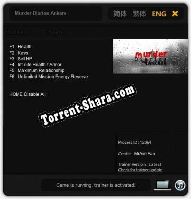 Murder Diaries Ankara: Читы, Трейнер +6 [MrAntiFan]