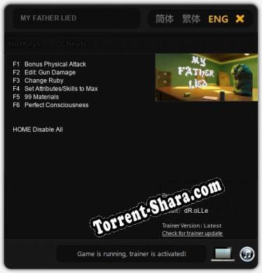 MY FATHER LIED: ТРЕЙНЕР И ЧИТЫ (V1.0.52)