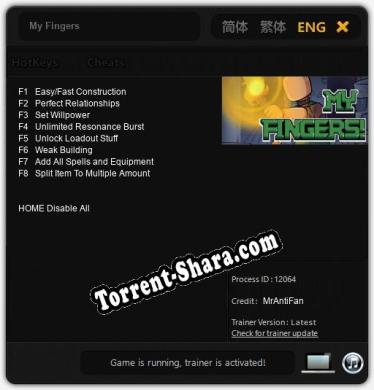 My Fingers: ТРЕЙНЕР И ЧИТЫ (V1.0.5)