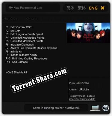 Трейнер для My New Paranormal Life [v1.0.1]