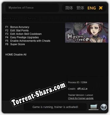 Mysteries of Fence: ТРЕЙНЕР И ЧИТЫ (V1.0.16)