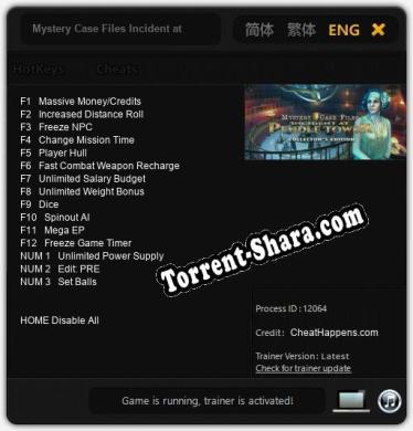 Трейнер для Mystery Case Files Incident at Pendle Tower Collectors Edition [v1.0.8]