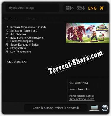Трейнер для Mystic Archipelago [v1.0.8]