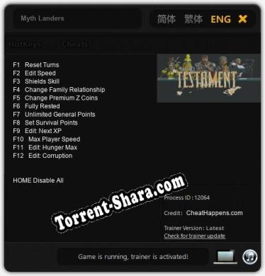 Myth Landers: Читы, Трейнер +12 [CheatHappens.com]