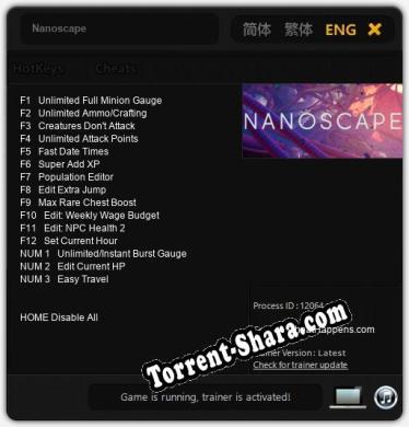 Трейнер для Nanoscape [v1.0.8]