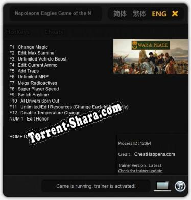 Трейнер для Napoleons Eagles Game of the Napoleonic Wars [v1.0.8]