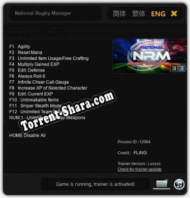 National Rugby Manager: Трейнер +13 [v1.5]
