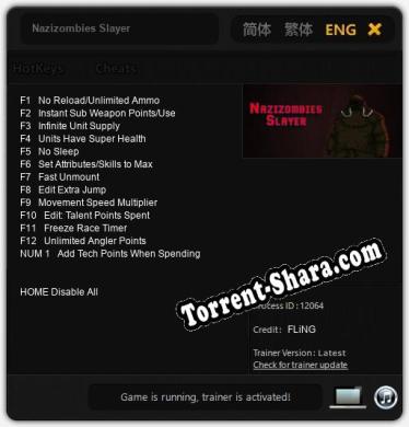 Nazizombies Slayer: Трейнер +13 [v1.8]