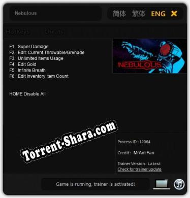 Трейнер для Nebulous [v1.0.6]