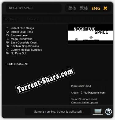 NEGATIVESPACE: Читы, Трейнер +8 [CheatHappens.com]