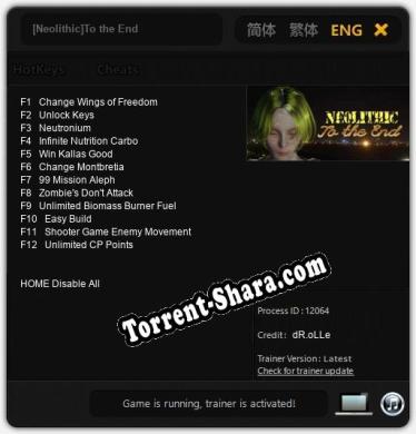 Трейнер для [Neolithic]To the End [v1.0.7]