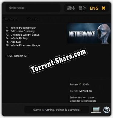 Трейнер для Netherwake [v1.0.4]