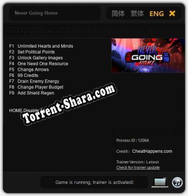 Never Going Home: Читы, Трейнер +9 [CheatHappens.com]